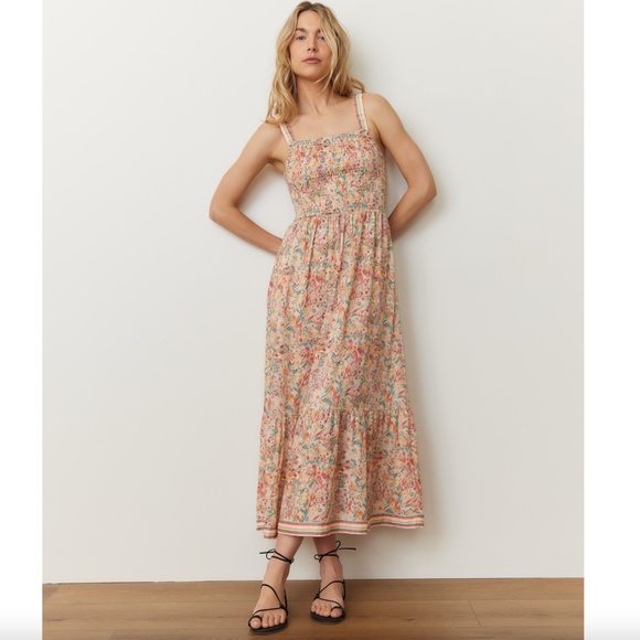 Marine Layer Selene Maxi Dress in Superbloom, Size XL, Floral Smocked Linen - Picture 15 of 15